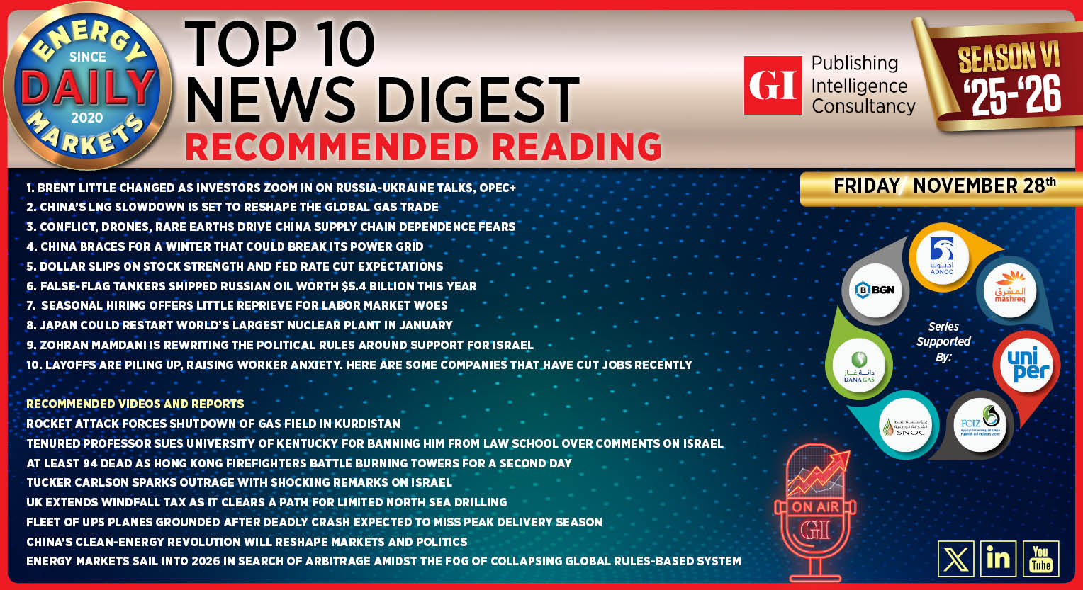 Top 10 - Daily Energy Markets News Digest: November 28, 2025