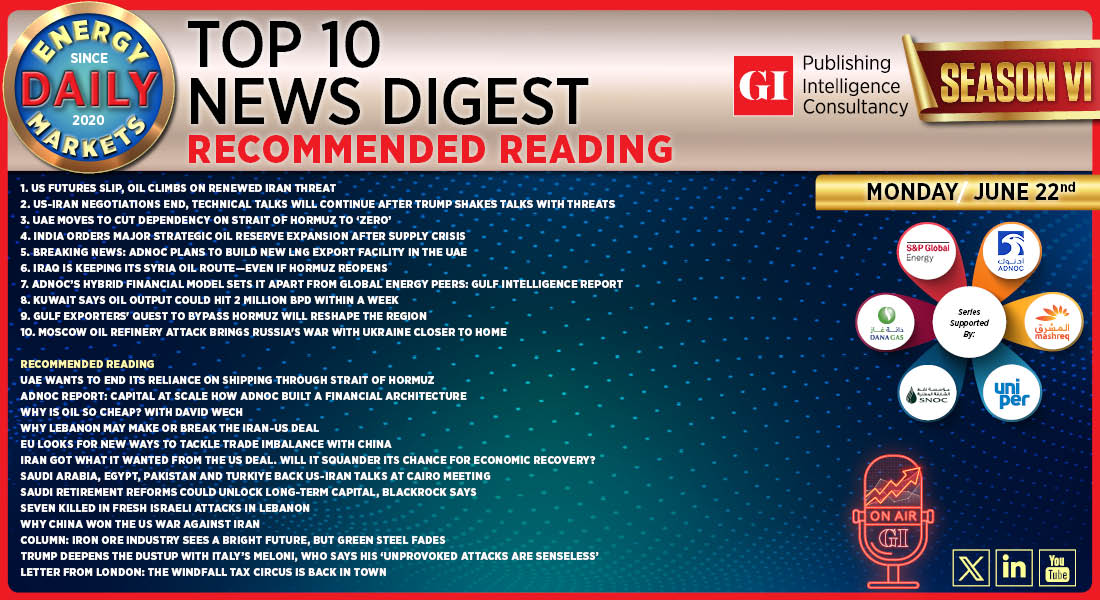 Top 10 - Daily Energy Markets News Digest: June 22, 2026