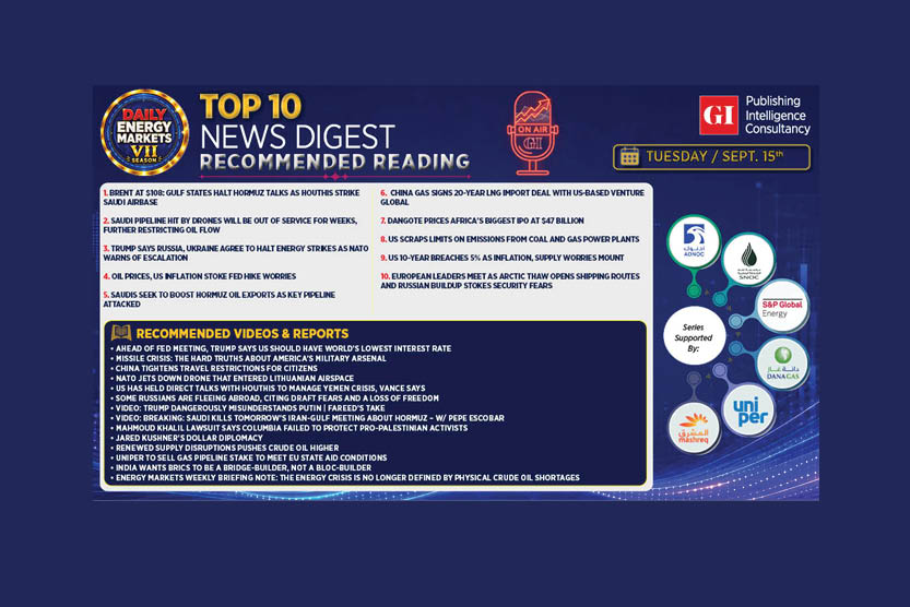 Top 10 - Daily Energy Markets News Digest: September 15, 2026