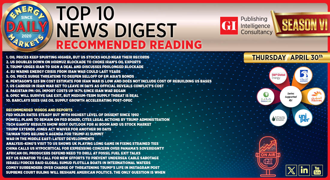 Top 10 - Daily Energy Markets News Digest: April 30, 2026