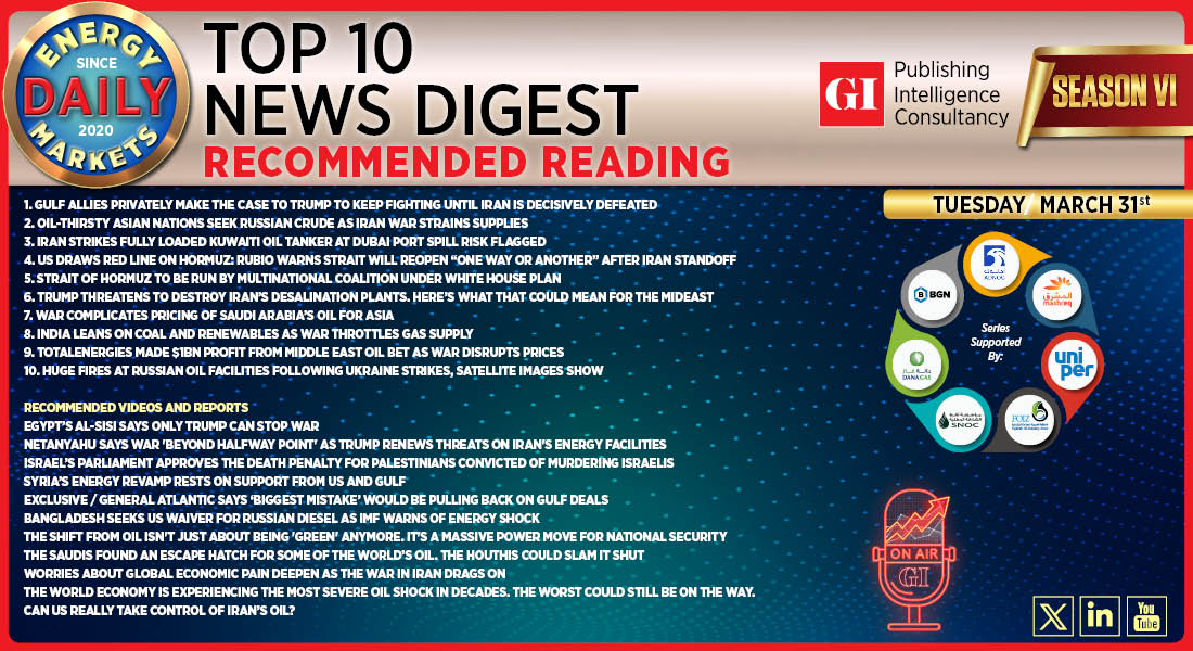 Top 10 - Daily Energy Markets News Digest: March 31, 2026