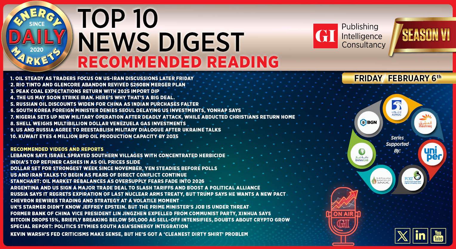 Top 10 - Daily Energy Markets News Digest: February 6, 2026