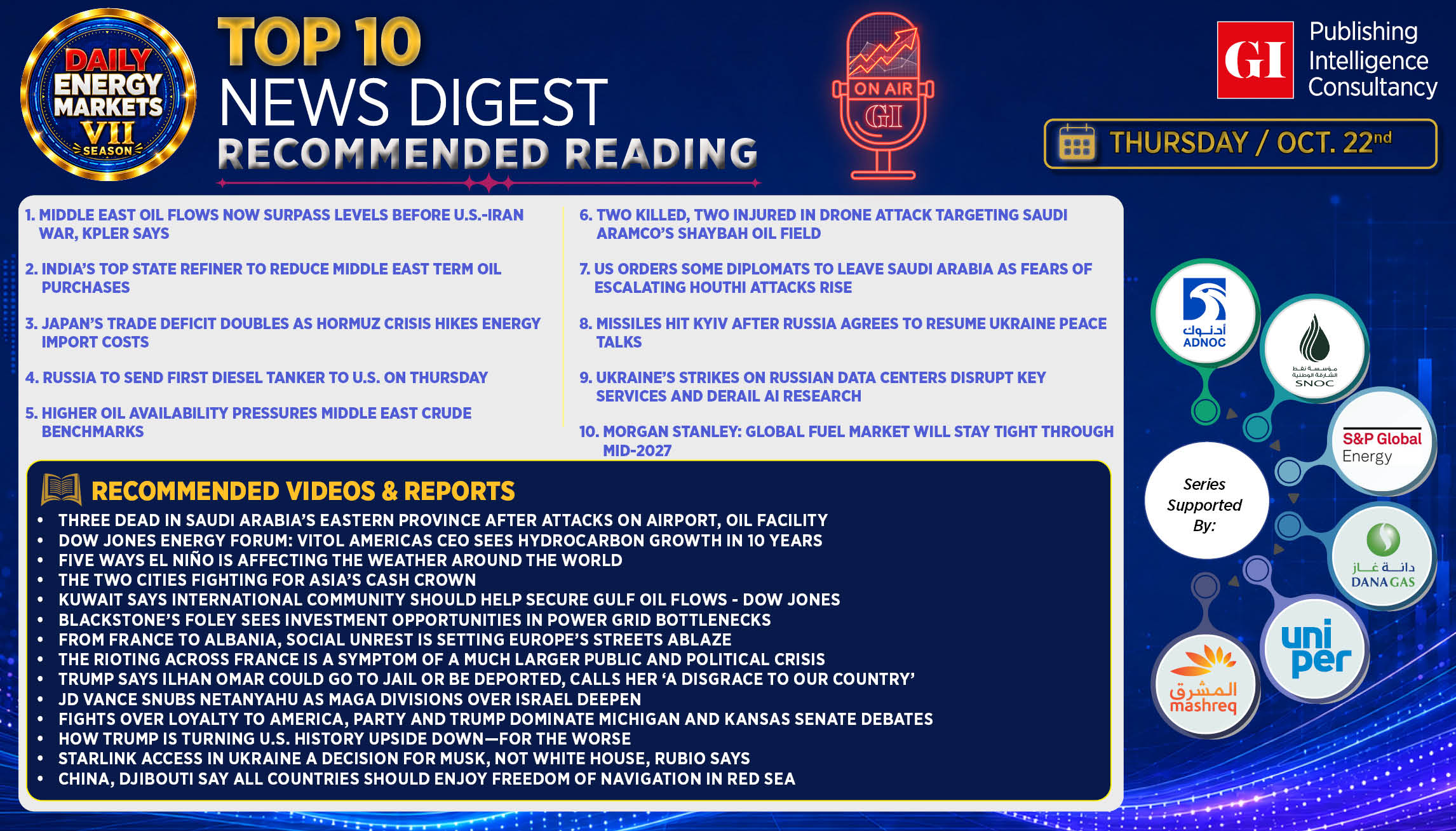 Top 10 - Daily Energy Markets News Digest: October 22, 2026