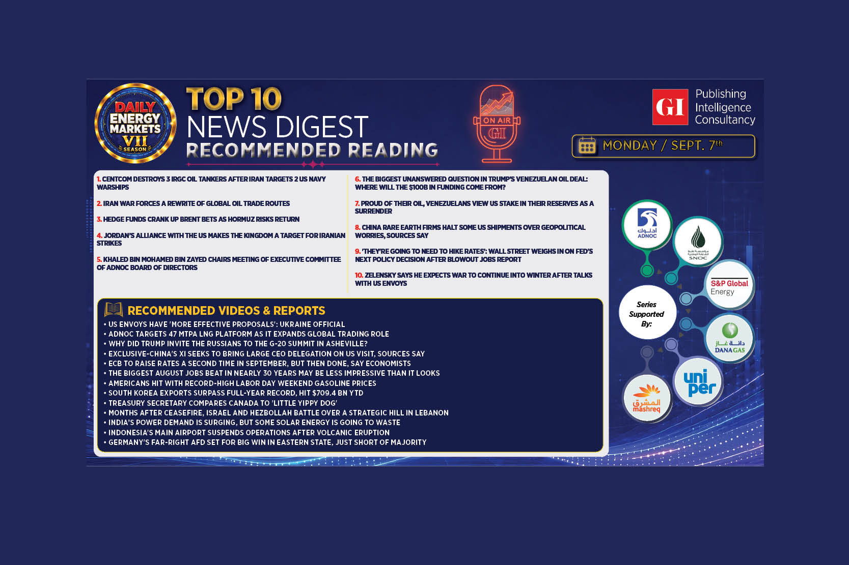 Top 10 - Daily Energy Markets News Digest: September 7, 2026