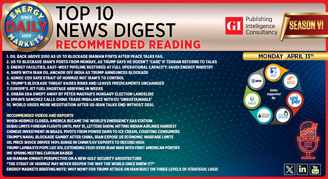 Top 10 - Daily Energy Markets News Digest: April 13, 2026