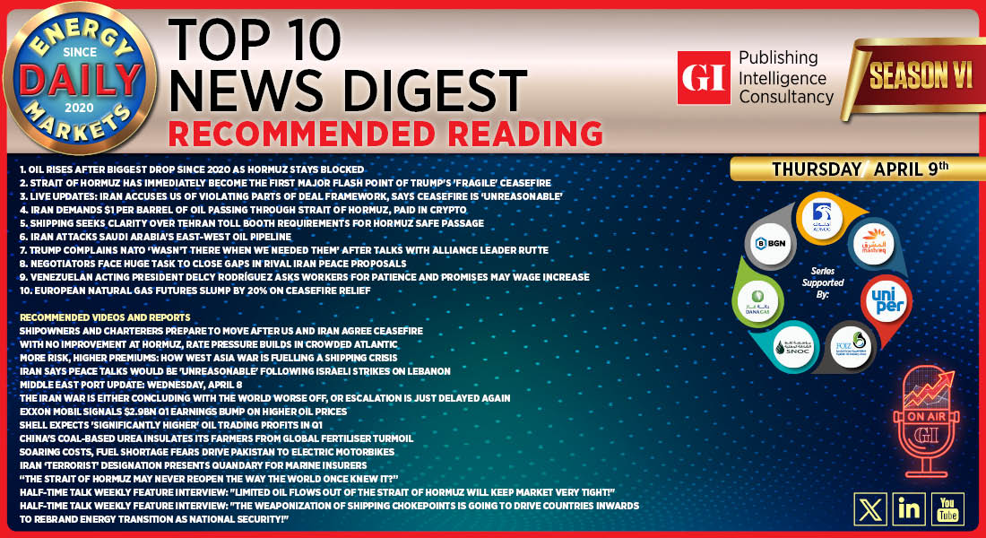 Top 10 - Daily Energy Markets News Digest: April 9, 2026