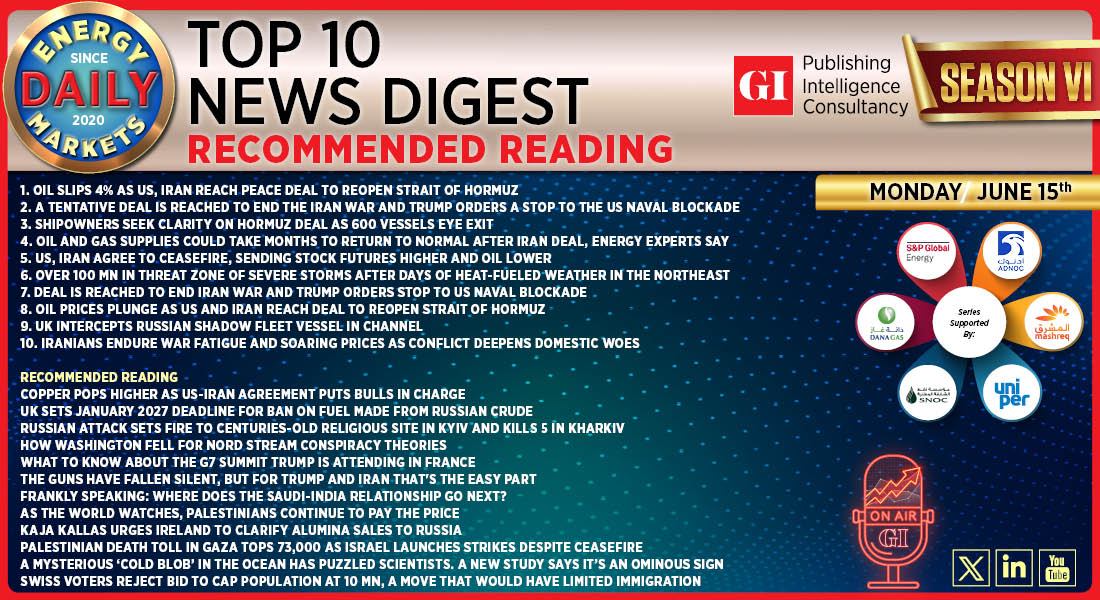 Top 10 - Daily Energy Markets News Digest: June 15, 2026