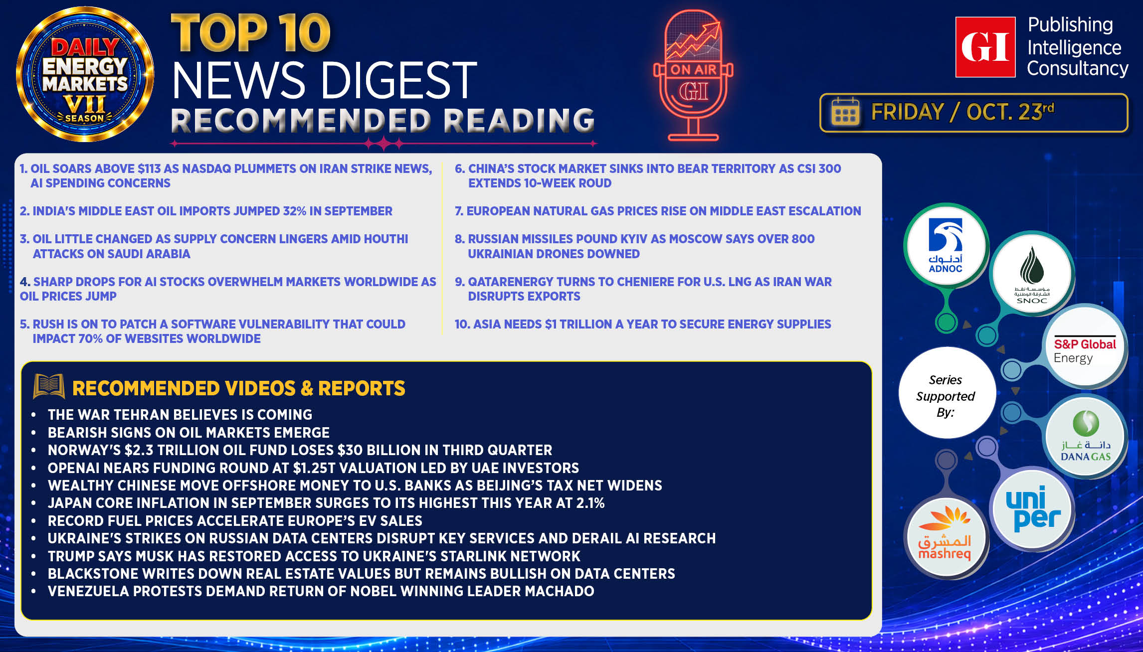 Top 10 - Daily Energy Markets News Digest: October 23, 2026