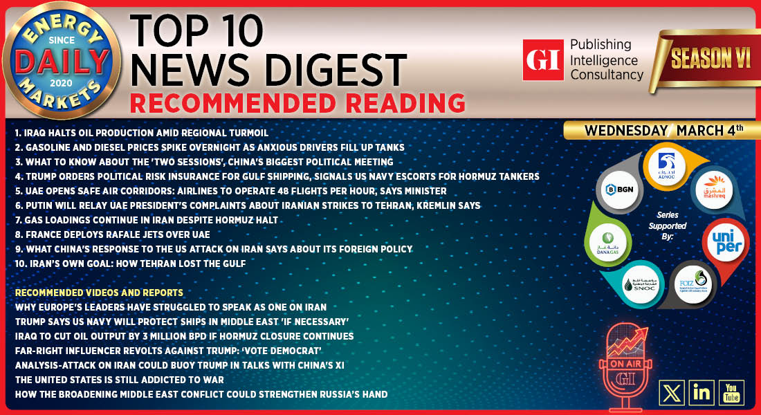 Top 10 - Daily Energy Markets News Digest: March 4, 2026