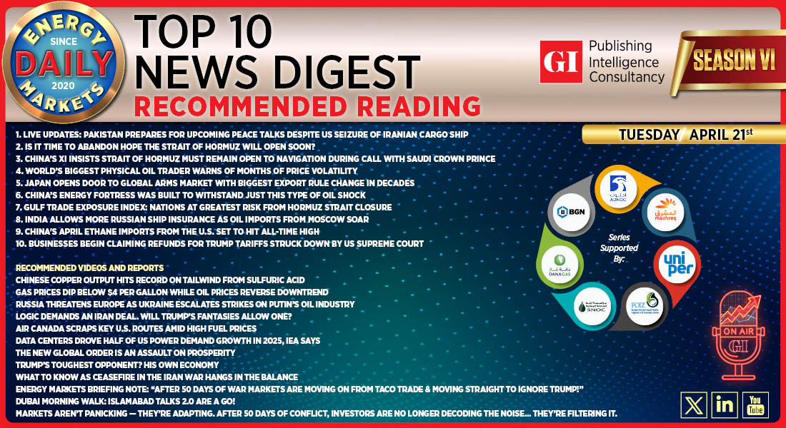 Top 10 - Daily Energy Markets News Digest: April 21, 2026