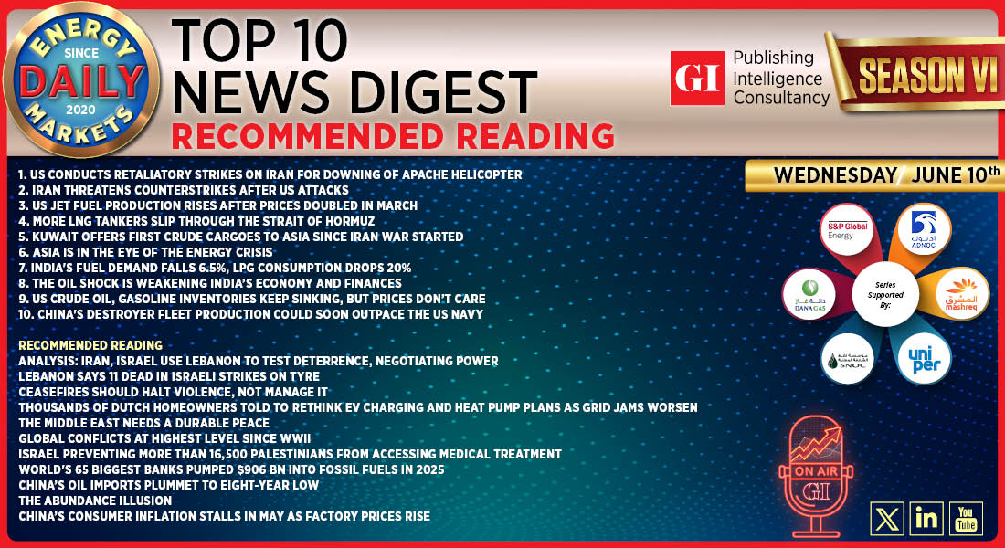 Top 10 - Daily Energy Markets News Digest: June 10, 2026