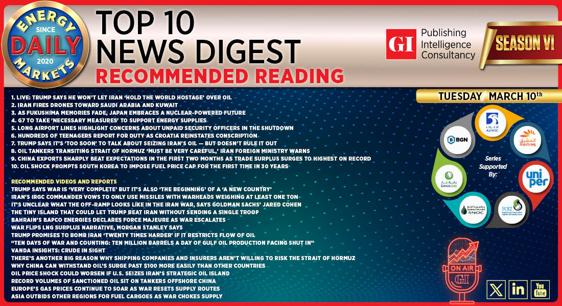 Top 10 - Daily Energy Markets News Digest: March 10, 2026