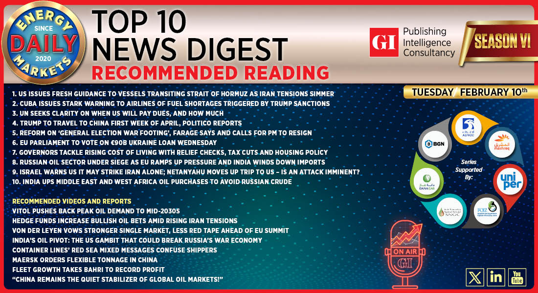 Top 10 - Daily Energy Markets News Digest: February 10, 2026