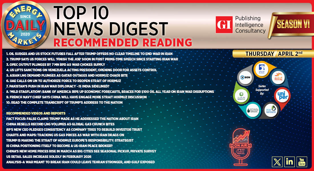 Top 10 - Daily Energy Markets News Digest: April 2, 2026