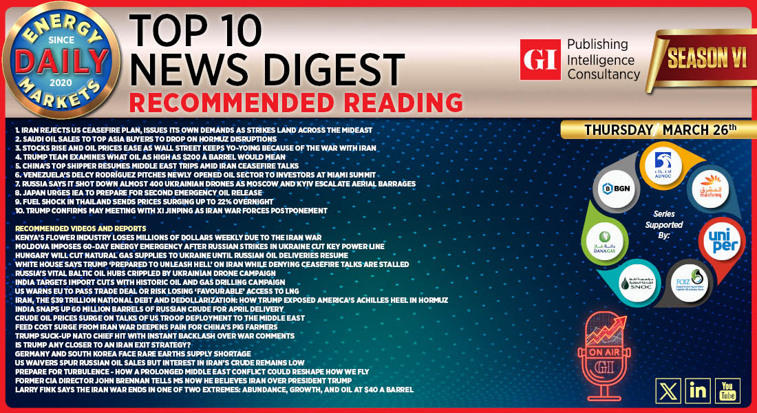 Top 10 - Daily Energy Markets News Digest: March 26, 2026