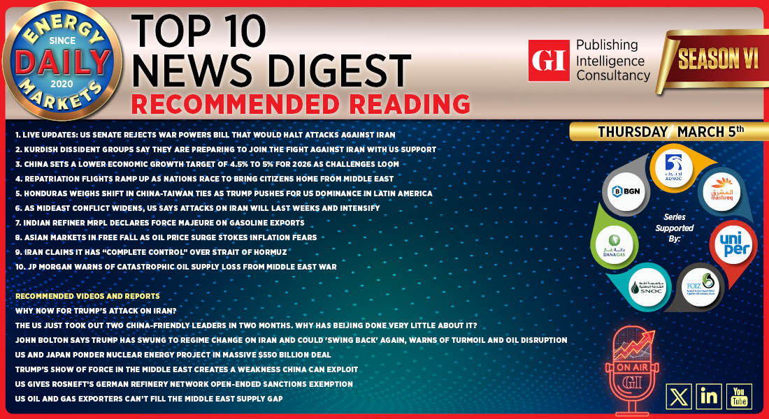 Top 10 - Daily Energy Markets News Digest: March 5, 2026