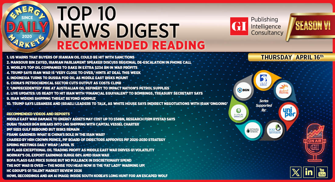 Top 10 - Daily Energy Markets News Digest: April 16, 2026