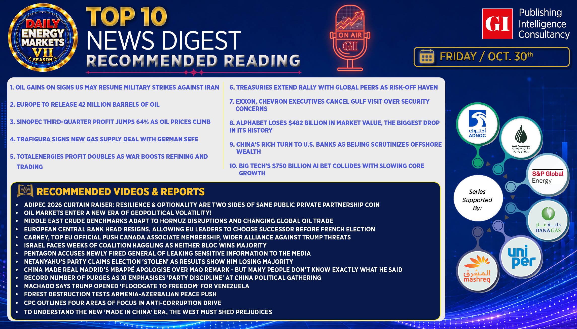 TOP 10 - Daily Energy Markets News Digest: October 30, 2026